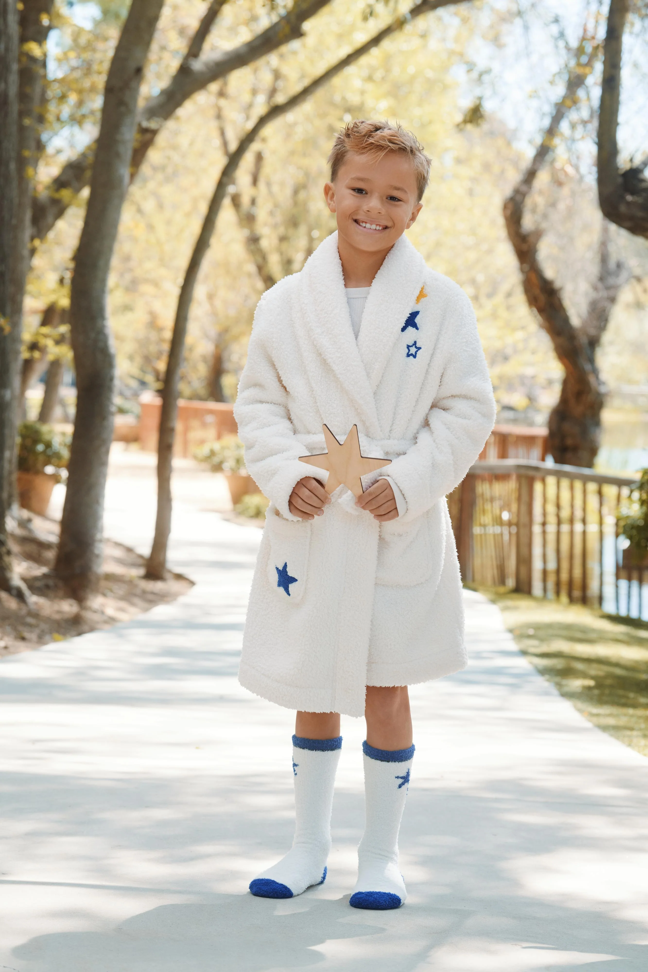 Brushed CozyChic® Youth Embroidered Planet Robe - Image 7